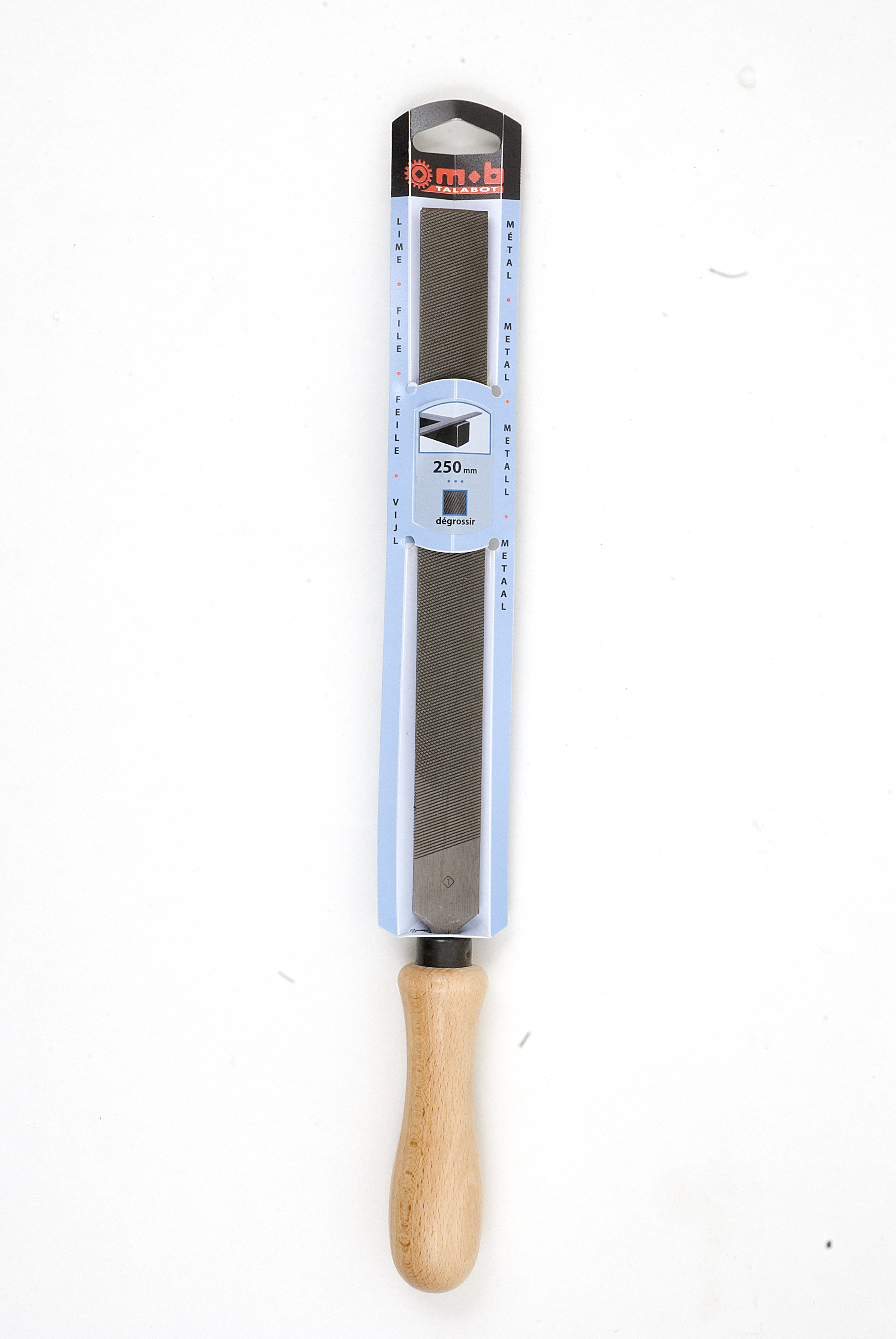 ALUMINIUMFEILE - FLACHSTUMPF - MIT HOLZHEFT - AUF BLISTER