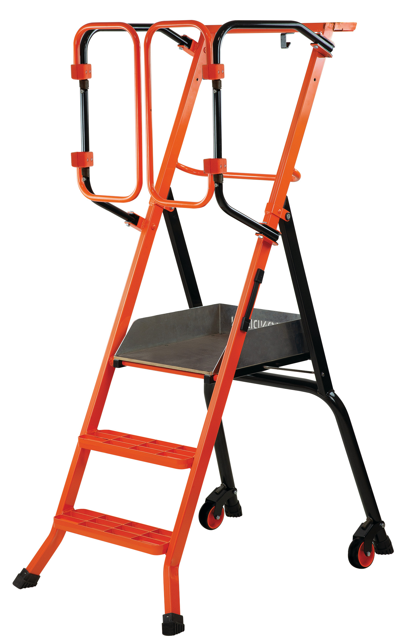 GESICHERTE TRITTLEITER GARDIA MIT FEDERGELÄNDER - 70cm