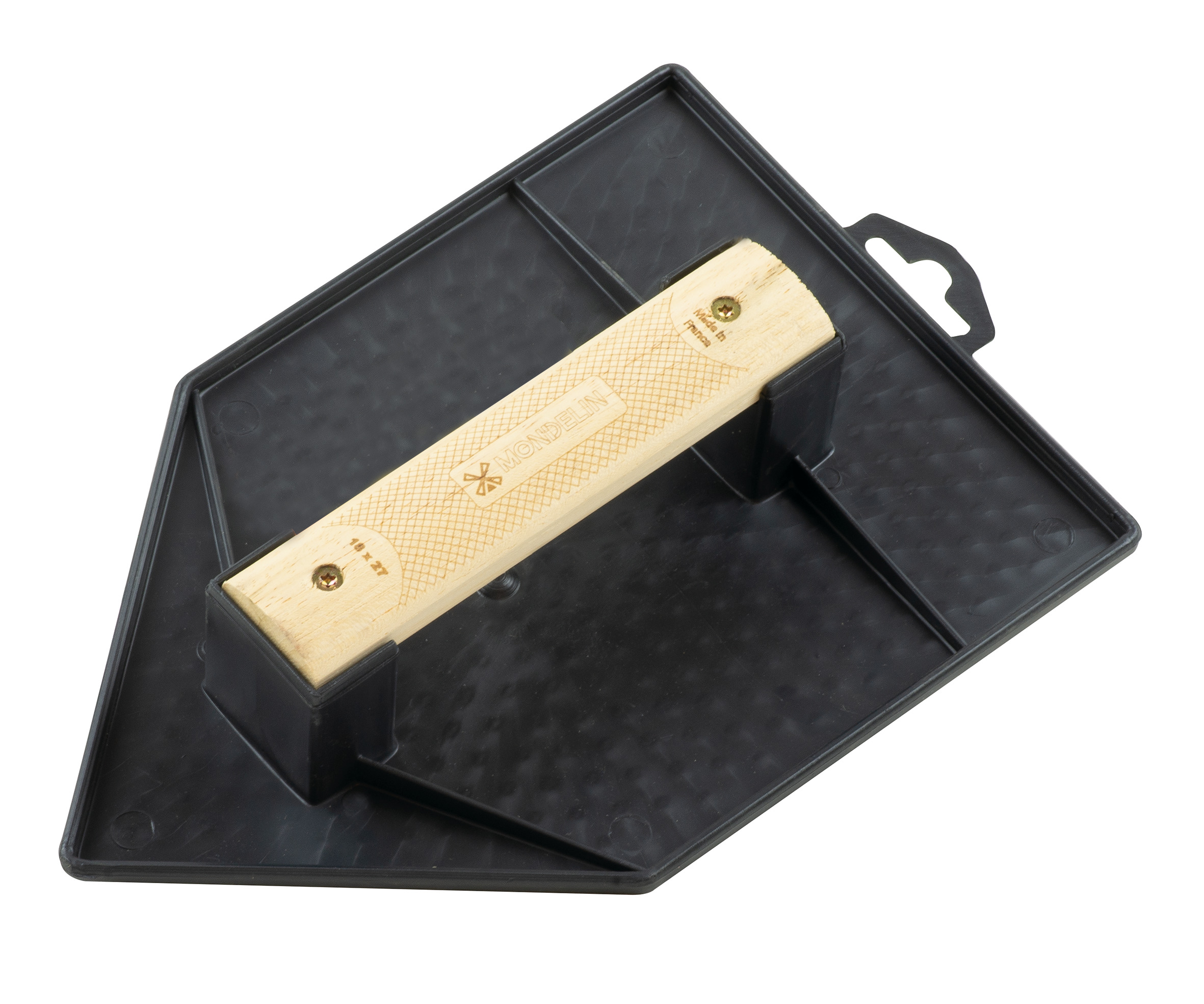 TALOCHE NOIRE PLASTIQUE POINTUE, POIGNEE BOIS