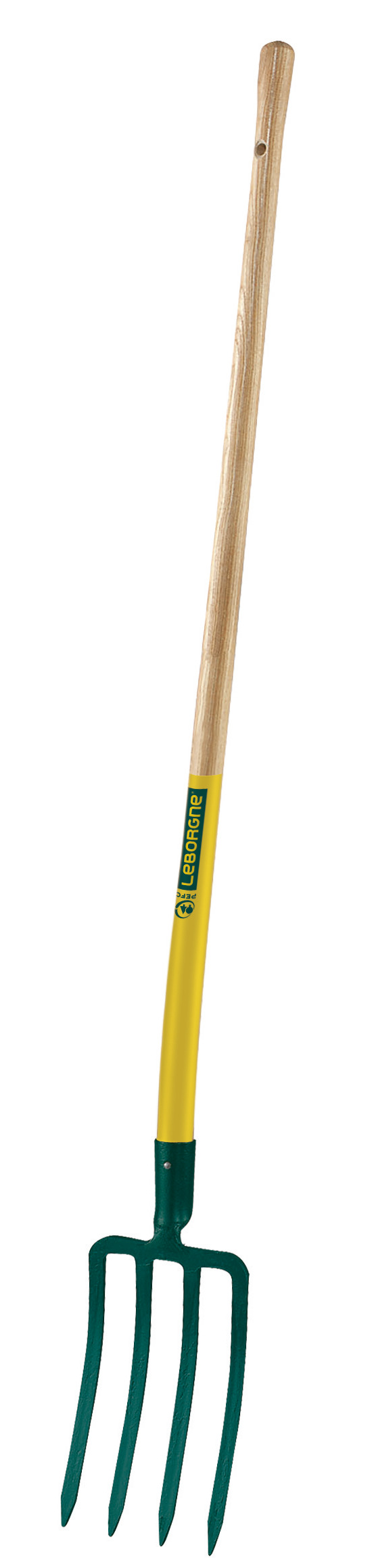 Ladies' digging fork 25 cm, with socket, 4 triangular prongs, 100% PEFC certified wooden 100 cm handle