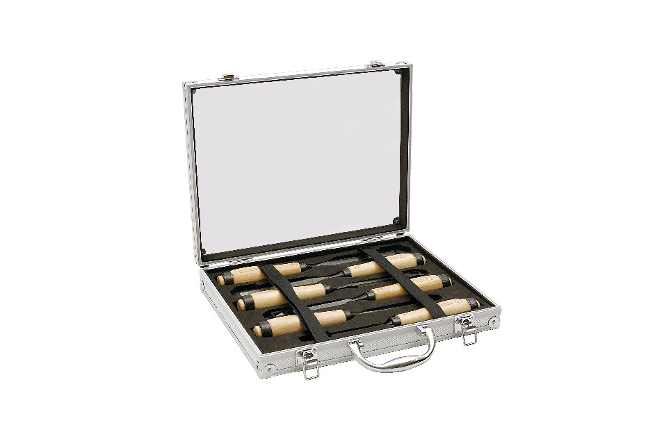 STECHBEITEL-SATZ 6-TEILIG - MIT HOLZHEFT IN ALUMINIUM KOFFER